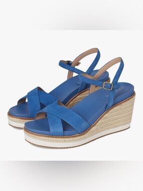 Cole Haan Women's Cloudfeel Silvee Espadrille Wedge Sandals Size 9.5 B Blue NIB